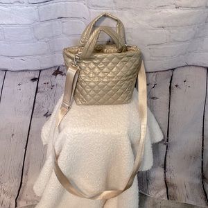 Women’s Quilted Crossbody Bag…Metallic Gold..Small